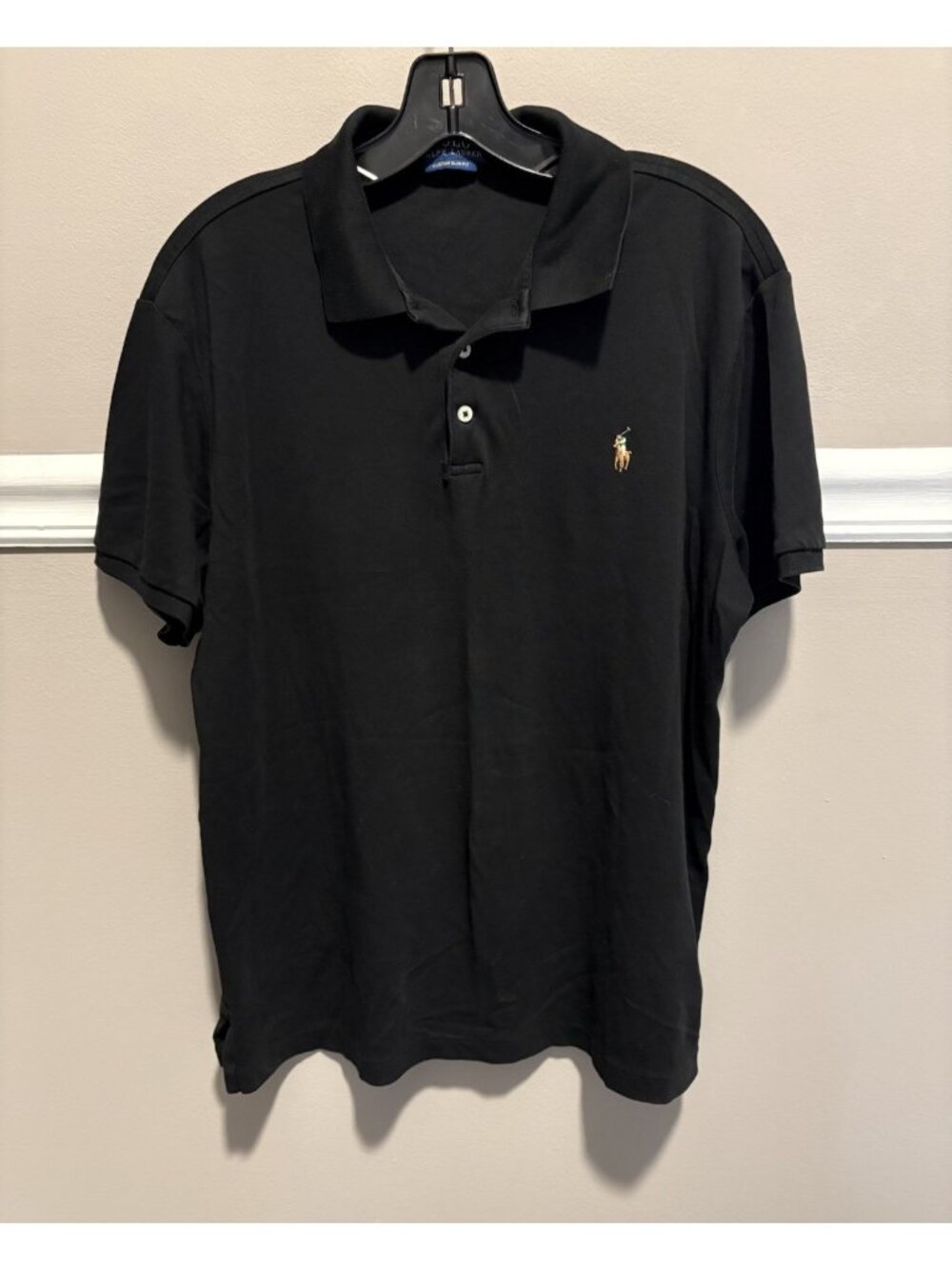 Polo Ralph Lauren Men’s Custom Slim Fit Cotton Black Short Sleeve Shirt Size L